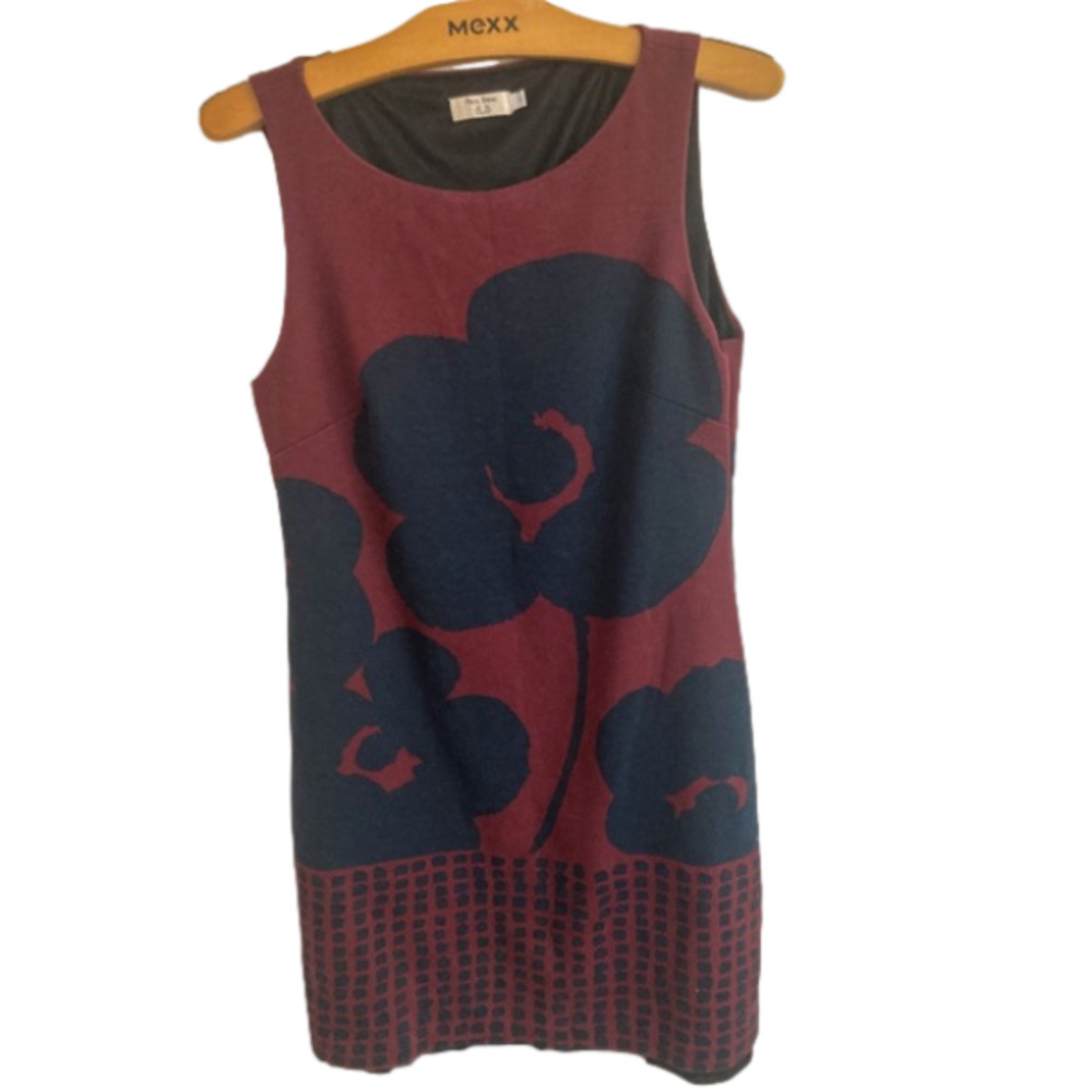 PAUL BRIAL Navy and burgundy dress